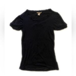 Banana Republic Black Perforated T-Shirt Tee Size XS